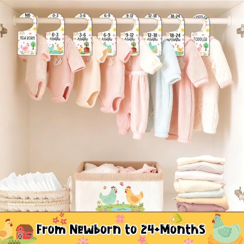 CORNER LACE Baby Closet Dividers 8PCS, Cute Chick Themed Wooden Double-Sided Clothes Size Hanger/Organizer from Newborn to Toddler for Nursery Decor Baby Shower Birthday Gender Reveal Party Gift - Image 4